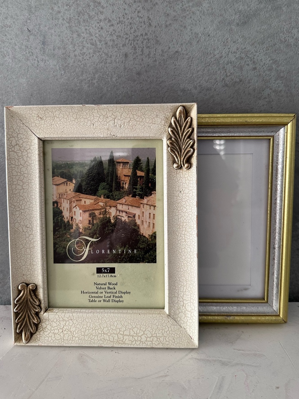2 Florentine Picture Frame Gold Leaf Solid Wood Ornate Crackle 5X7